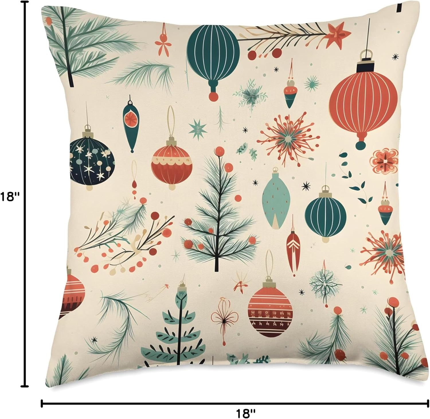 Mid Century Modern, Christmas Holiday, Retro 50's, Nostalgic Throw Pillow