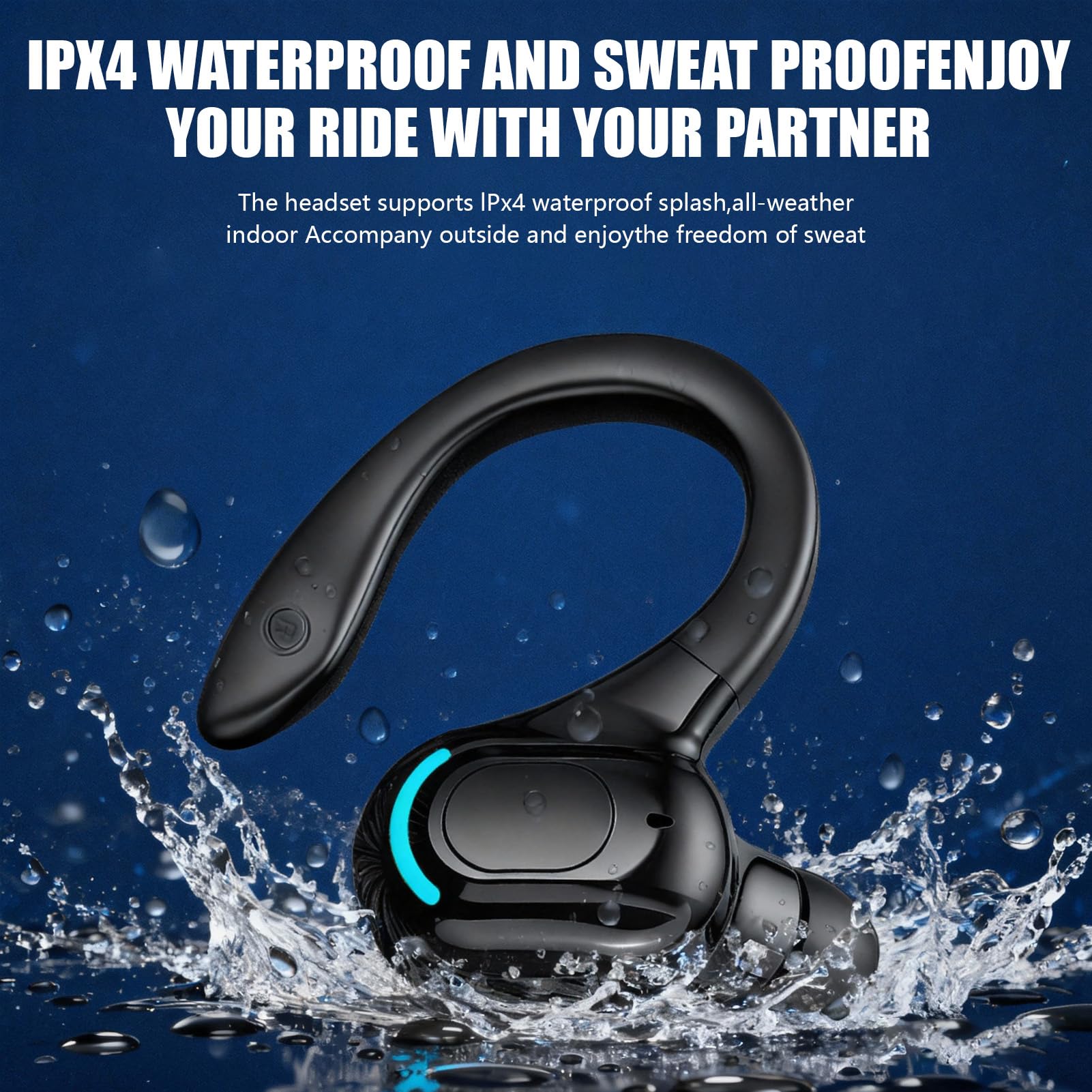 Auricolare mono Bluetooth wireless, durata della batteria di 20 ore, kit vivavoce V5.2 con microfono con cancellazione del rumore per Android, PC, ufficio, sport, auricolare rotante a 360°