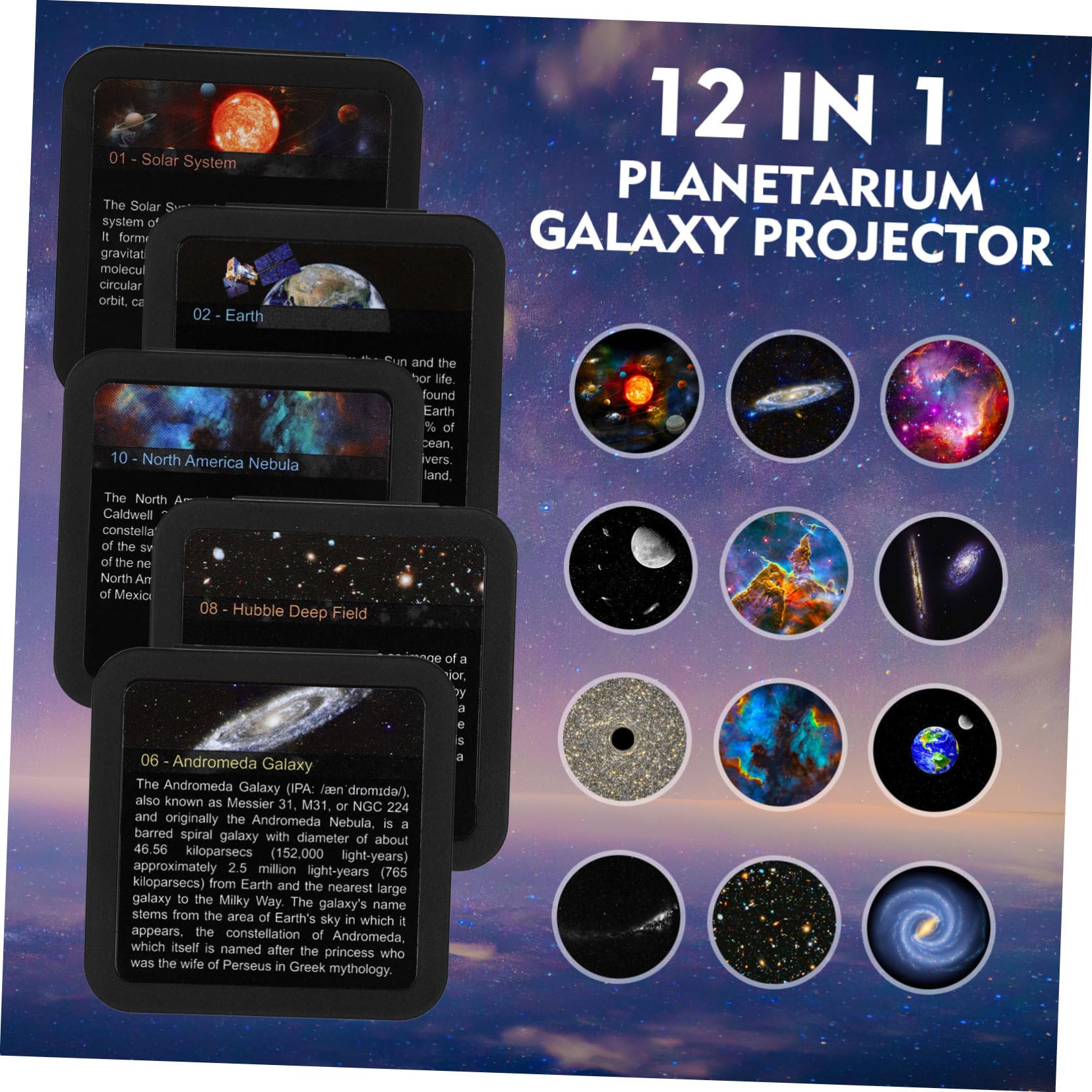 Projecteur D'étoiles Veilleuse de Nuit Blanc Abs PC avec 12 Films