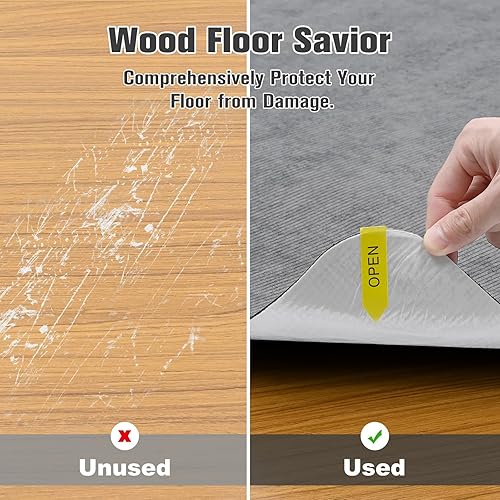 Miniatura 2 de Placoot Tapete para silla de escritorio para suelo de madera dura, superficie de pana de 16 pulgadas de grosor, 55 x 35 pulgadas, tapete para silla