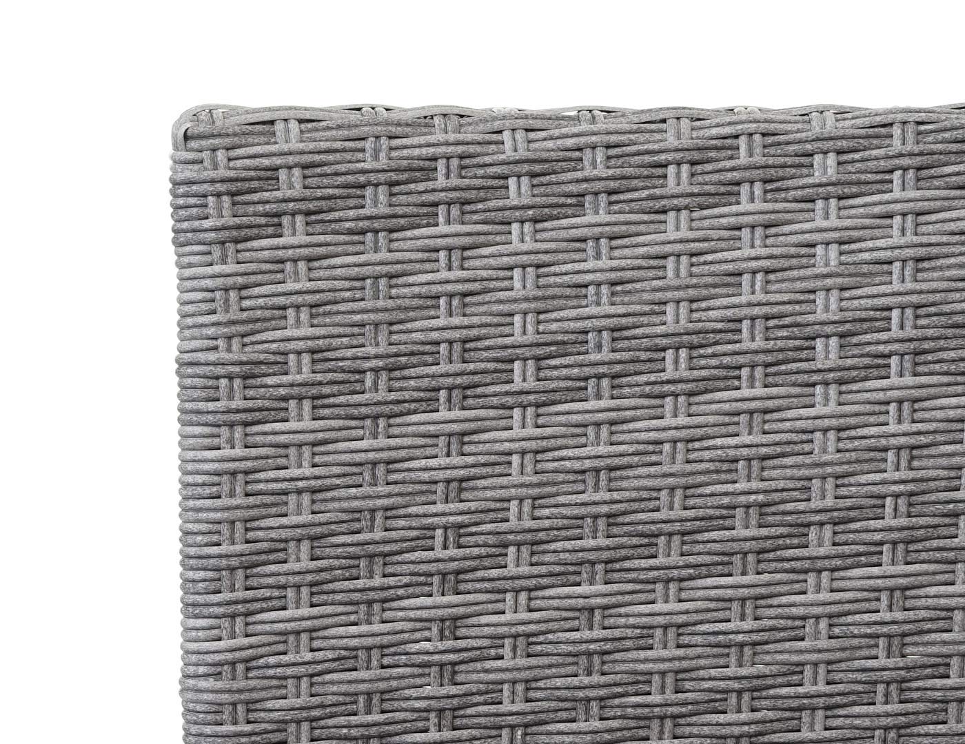 Mendler Poly-Rattan Sitzbank mit Tisch HWC-E24, Gartenbank Sitzgruppe Gartensofa, 132cm - grau, Kissen Creme
