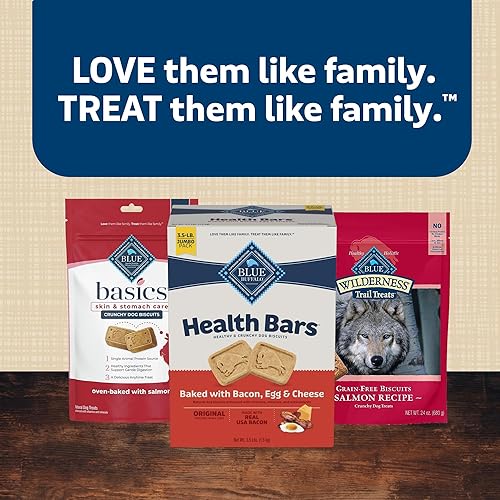 Miniatura 33 de Blue Buffalo Health Bars - Galletas crujientes para perros, horneadas al horno con ingredientes naturales, tocino, huevo y queso, bolsa de 16 onzas