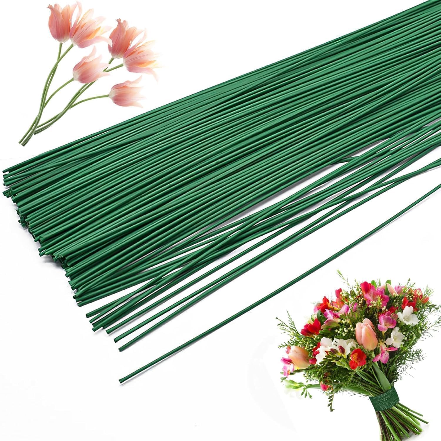 Green Coated Stem Wire for DIY Flower Making - Friendly Flower Making Materials and Flower Stick Essentials, Perfect for Craft Projects (30cm Green Coated Steam Wire 20pcs)-image-42