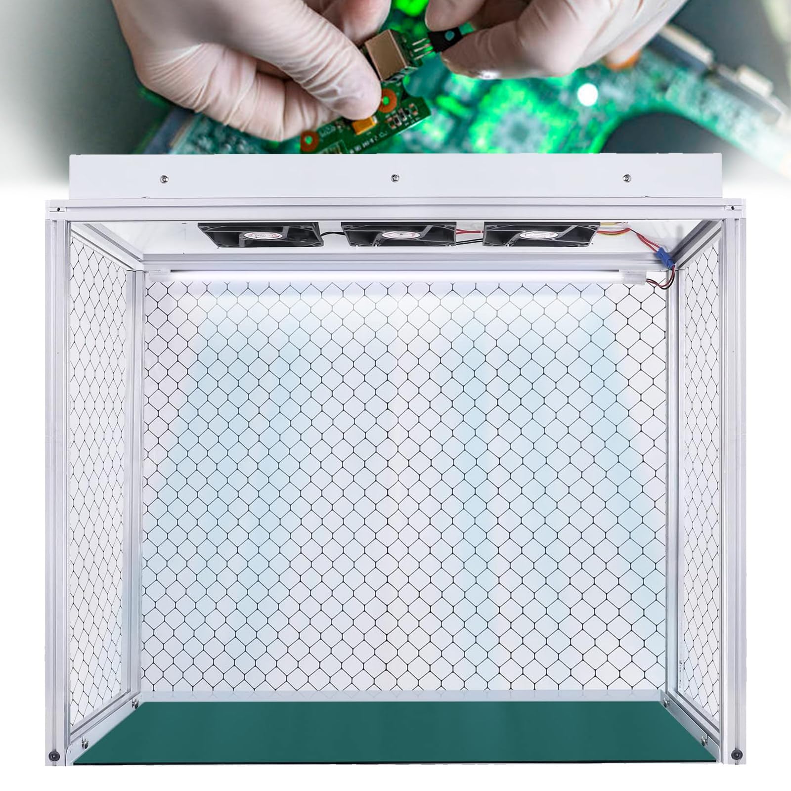 Banco de Limpieza de Flujo de Aire, Campana de Flujo laminar Vertical, Filtro HEPA y área de Trabajo de 26x12x20 Pulgadas, para reparación/Taller de Pantalla LCD de teléfono Celular,110V