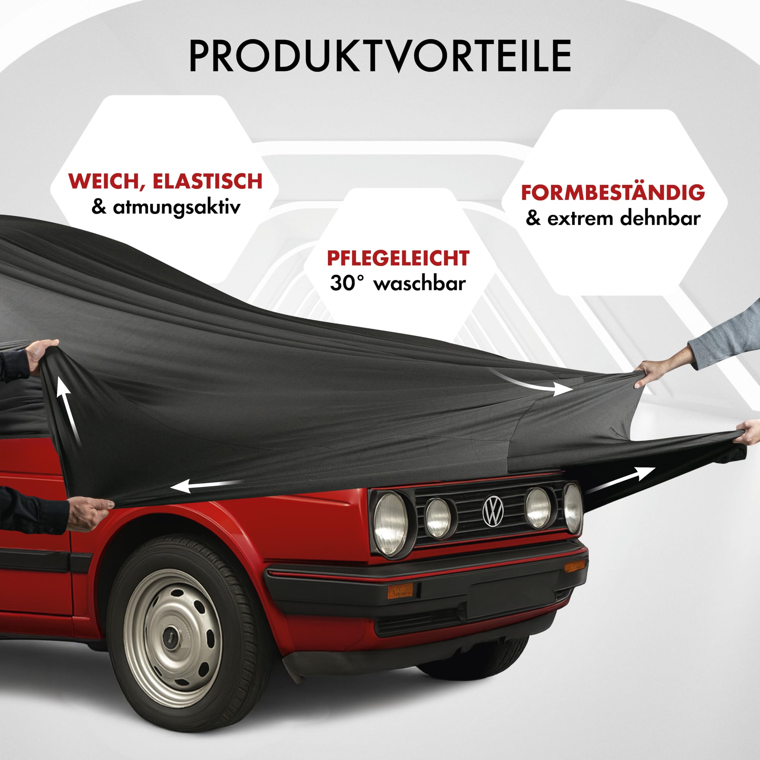 WALSER Abdeckung Auto Indoor Stretch, Autoabdeckung Winter, staubdichte Autogarage Abdeckung, Autoplane, Autogarage Schutzplane Winter, Schutzhülle für Auto, Wagen Abdeckplane Größe 1 schwarz