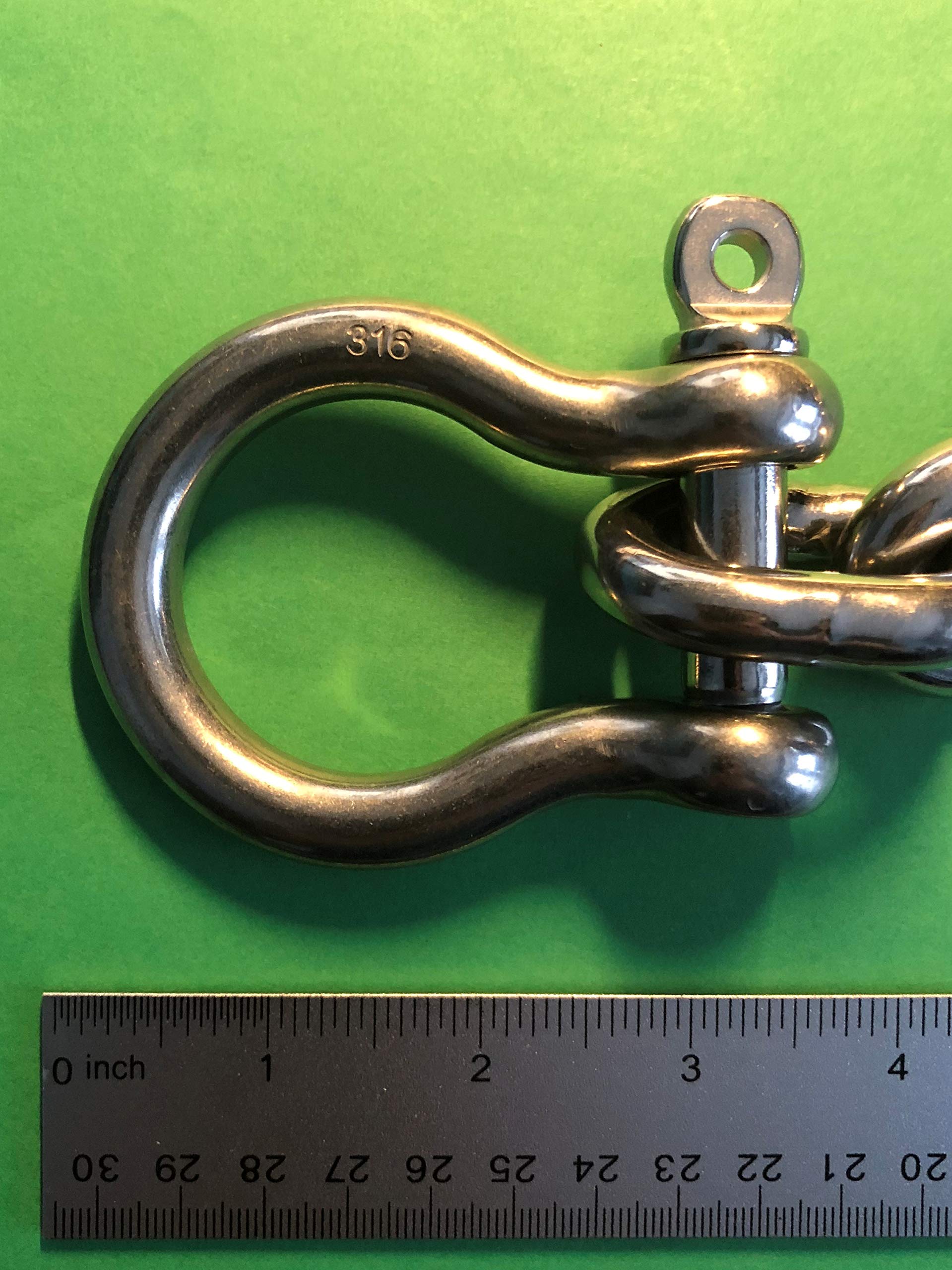 US Stainless Edelstahl Windglas 3/8 Zoll G4 Ankerkette 316 3 m lang inkl. 1,27 cm Schleife Schäkel