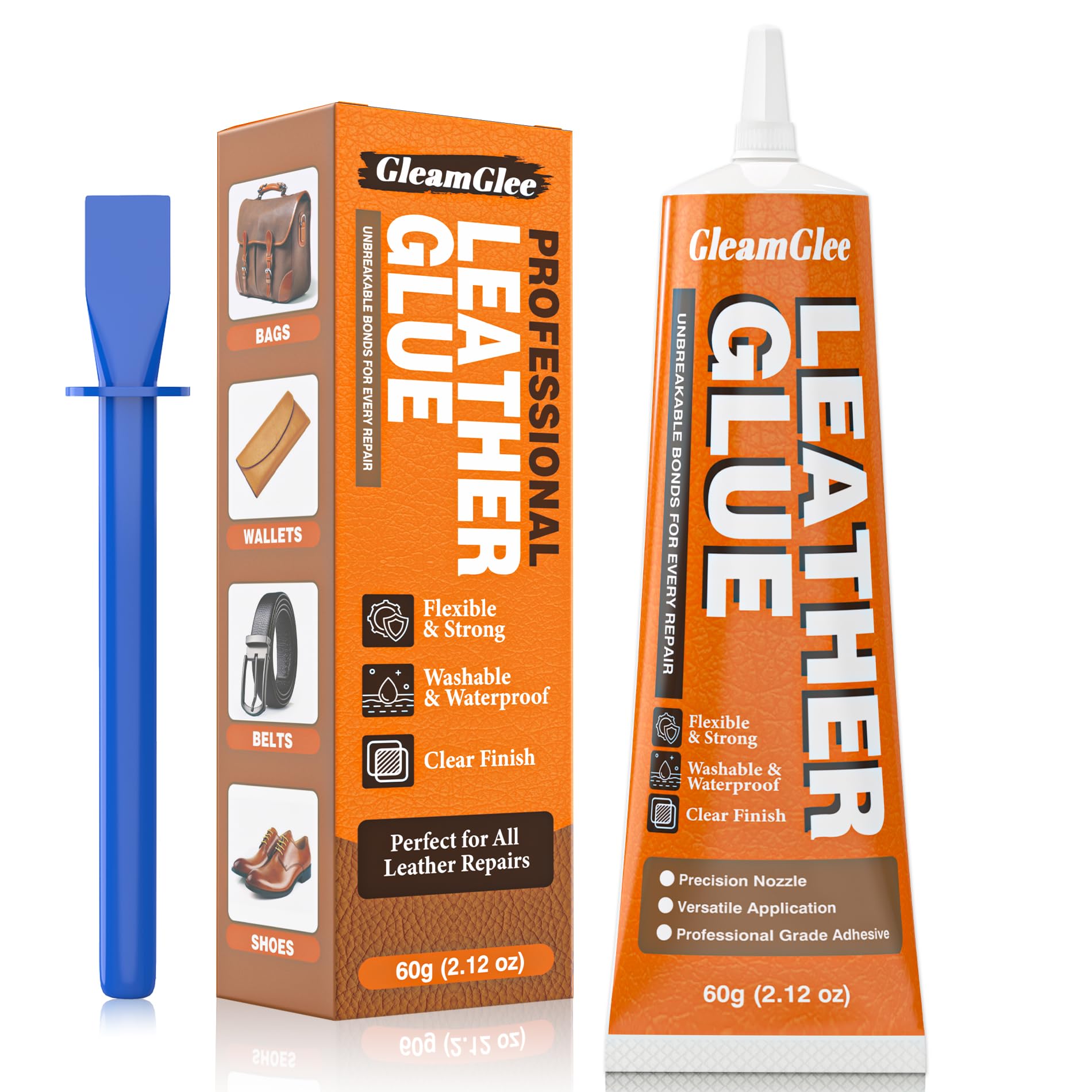 Leather Glue 60ml – Extra Strong, Waterproof & Flexible Adhesive – Fast-Drying Repair Glue for Leather & Vinyl – Ideal for Shoes, Bags, Sofas, Jackets, Car Seats & More