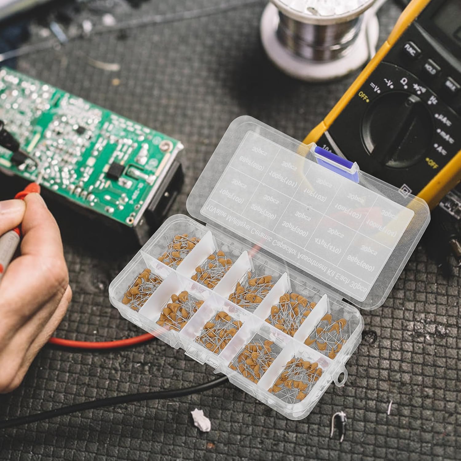 300pcs 10pf-100nf Ceramic Capacitor Assortment Kit Monolithic Capacitors for Electronics Repair and Audio Video Projects Industrial Electrical Passive Components