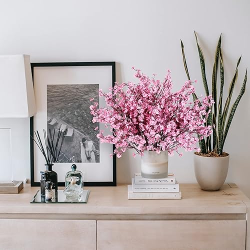 Vista 75 de Sggvecsy 15 piezas de flores artificiales de aliento de bebé, ramos de gypsophila a granel, flores de seda falsas de tacto real para el hogar, Negro