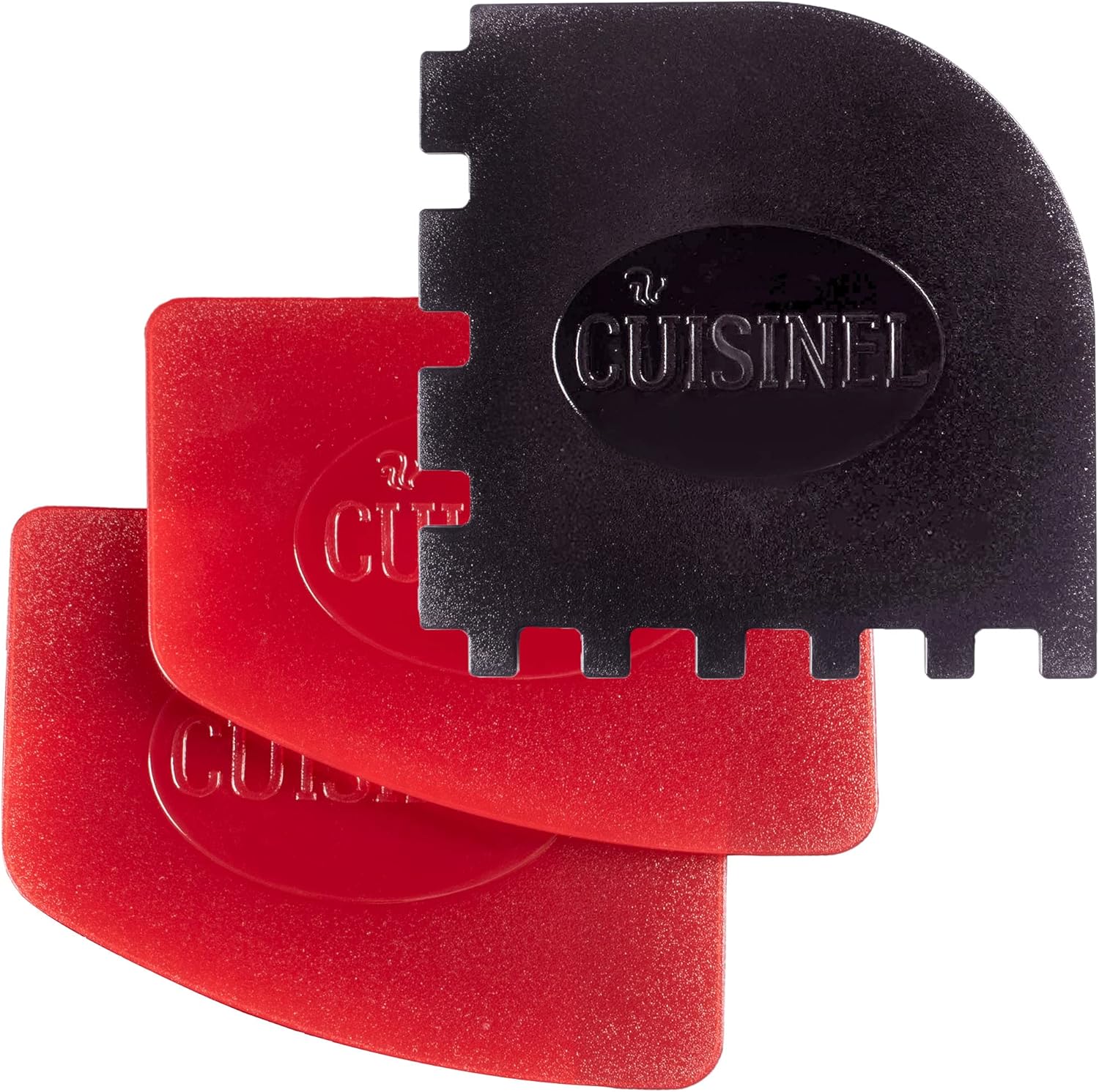 Cuisinel Pan Scraper Tool Set - Flexible Kitchen Cleaning Utensil for Cast Iron Grill Pans, Skillets, Pots, Dishes - Pack of 3 Small Durable Plastic Dough & Bench Cleaners - Safe on Nonstick Cookware Thumbnail