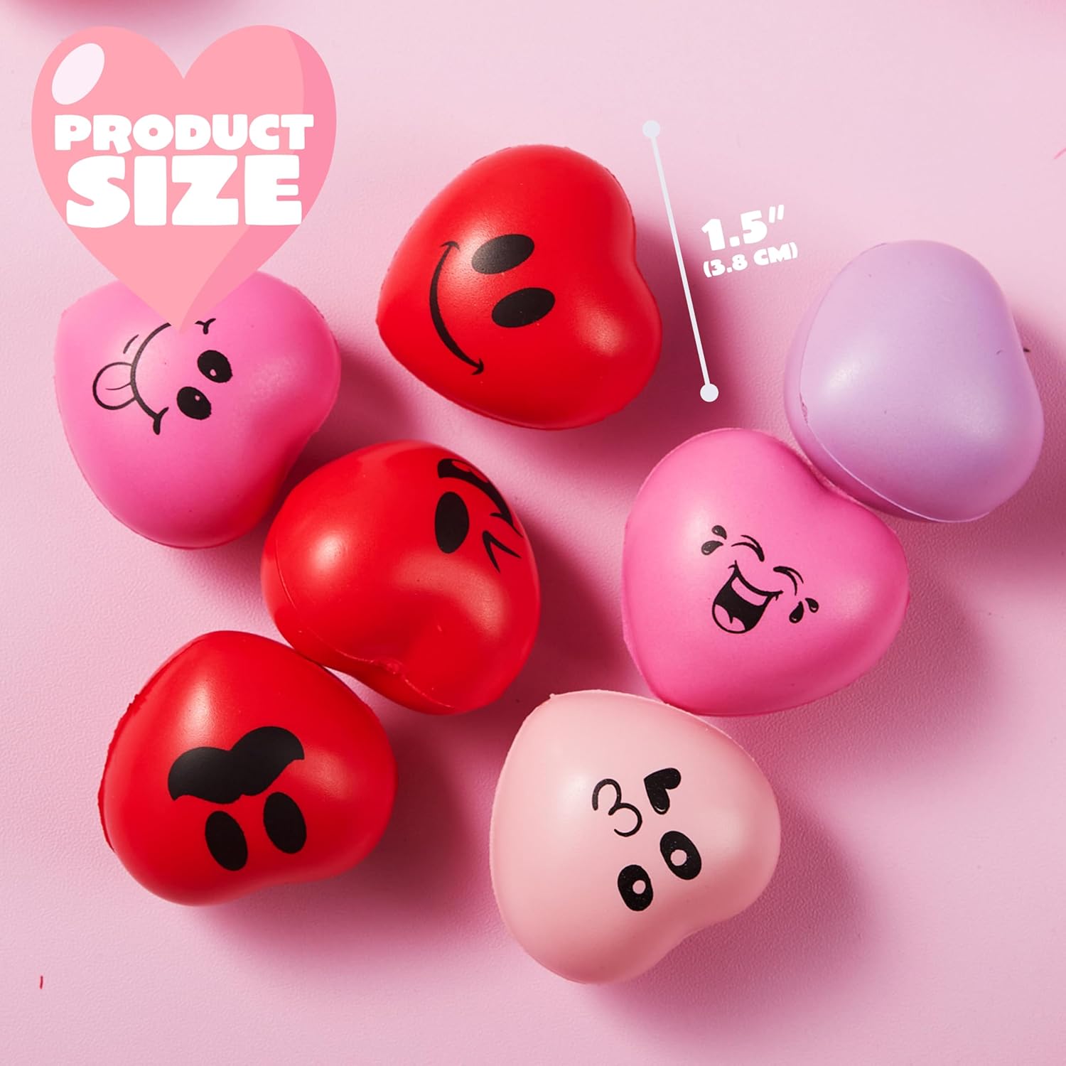 JOYIN 30 PCS Valentine's Day Heart Stress Balls 1.5"x1.5" for Kids, Squishy Toys Slow Rising for School Carnival Reward, Party Present Fillers, Gifts, Relieve Stress Toys