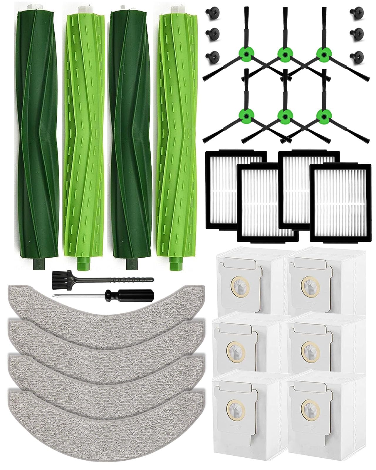 Zestaw 26 akcesoriów do robota iRobot Roomba Combo j7 + (j7 plus)/j9 + (j9 plus)/10 Max robot odkurzający, 4 szczotki rolkowe, 6 szczotek bocznych, 4 filtry HEPA, 4 ściereczki do wycierania, 6