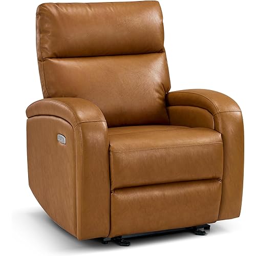 MCombo Zero Wall Recliner Chair, Power Wall Hugger Recliner with USB & Type-C Dual Charge Ports for Small Space, Living Room, RV PR644 (Cognac Brown)