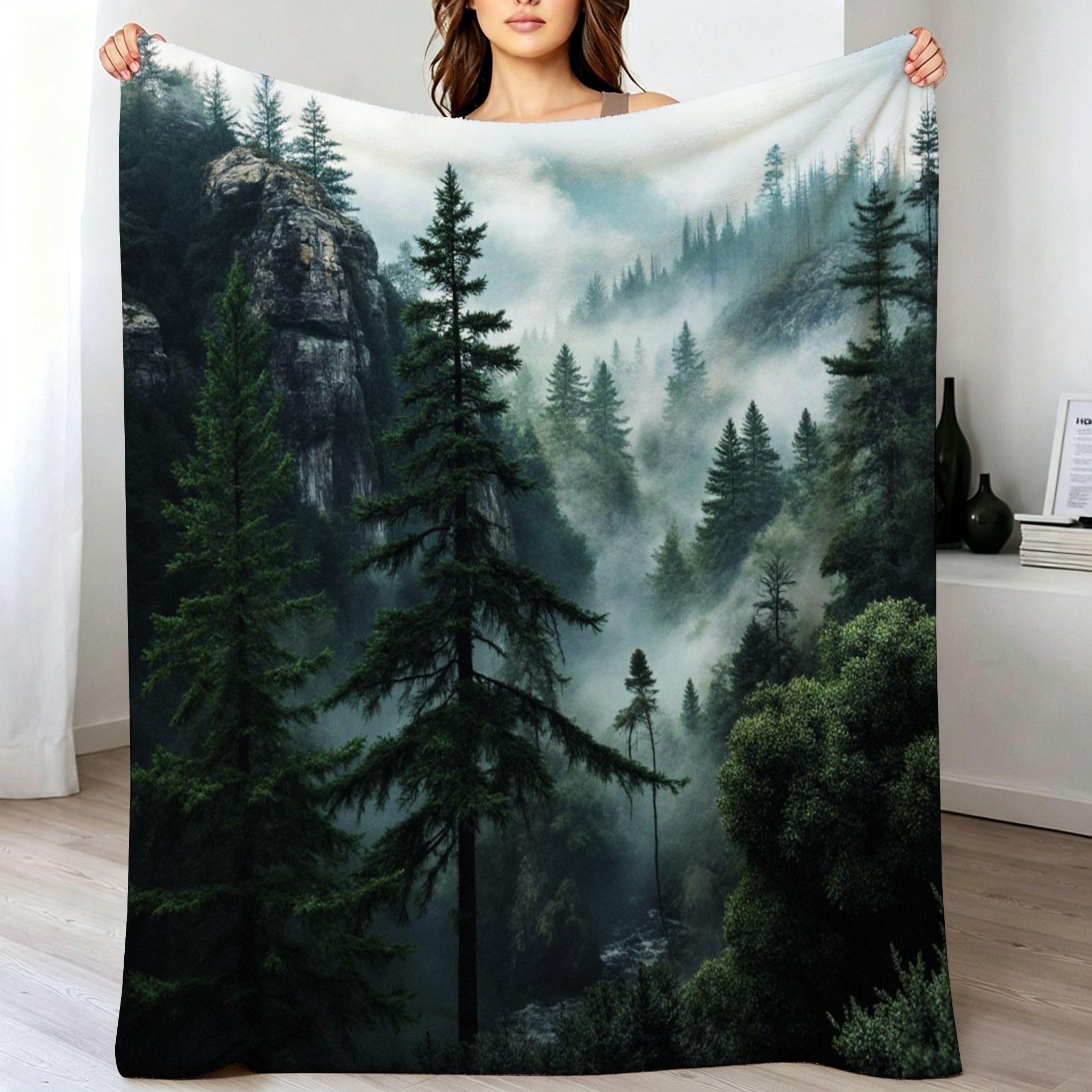 Manta Moderna Estampado 3D 220x240 cm Bosque Verde a2357