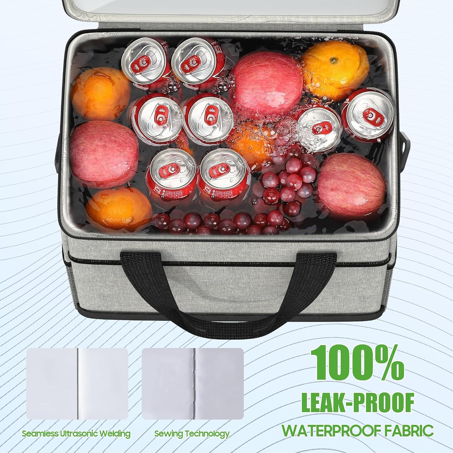 10L0L Golf Cart Cooler Bag Soft Sided, 40 Can Leakproof Insulated Cooler Backpack Multi-Pocket for Golf Car Accessories, Collapsible, Waterproof, Fits Camping, Kayaking, Fishing Ice Pack Chest