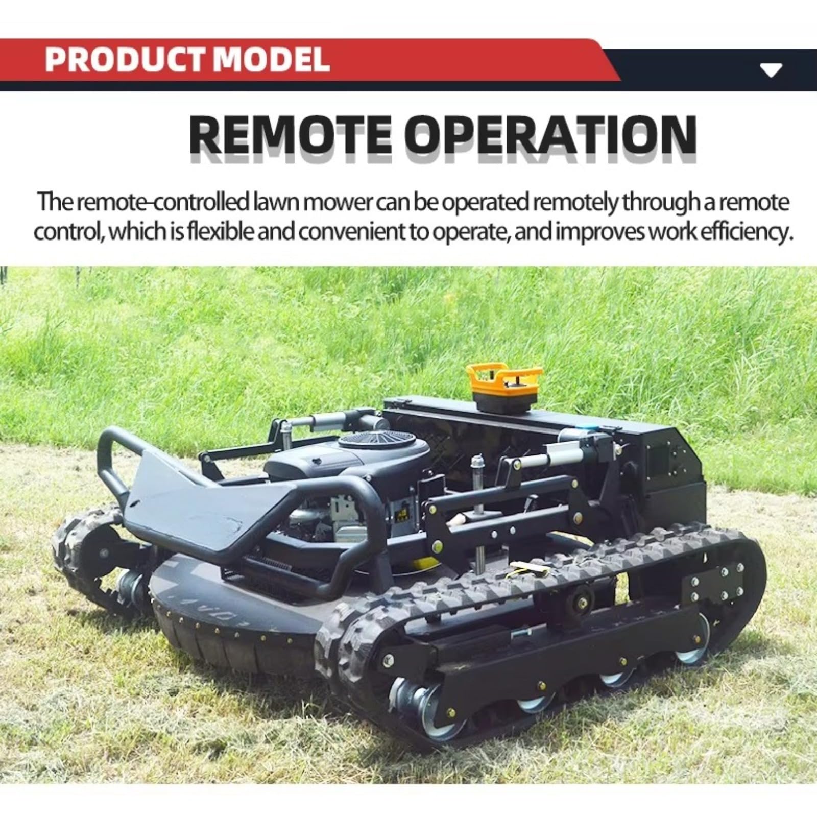 Cortacésped remoto inalámbrico, cortador de césped RC con accionamiento de orugas para pendientes y suelo irregular, cortacésped de fácil control para mantenimiento de patio y granja