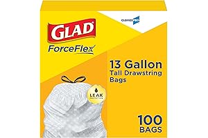 Glad Drawstring Tall Kitchen Trash Bags: 13-Gallon, ForceFlex Protection for Unstoppable Strength