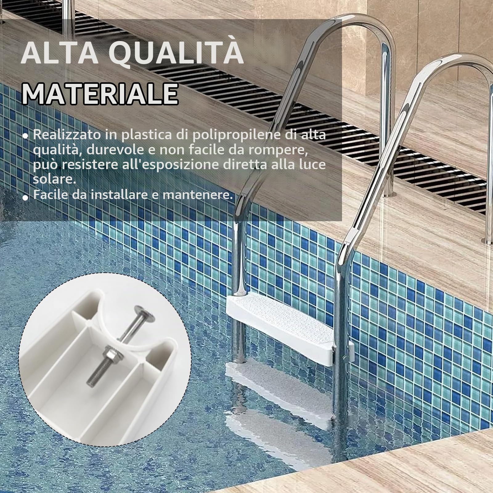 Scalini per Piscina, Gradino per Scaletta di Ricambio per Piscina, 3pz Gradini per Scaletta con Viti da 6pz per Piscina per la Maggior Parte delle Scale Interrate e Fuori Terra