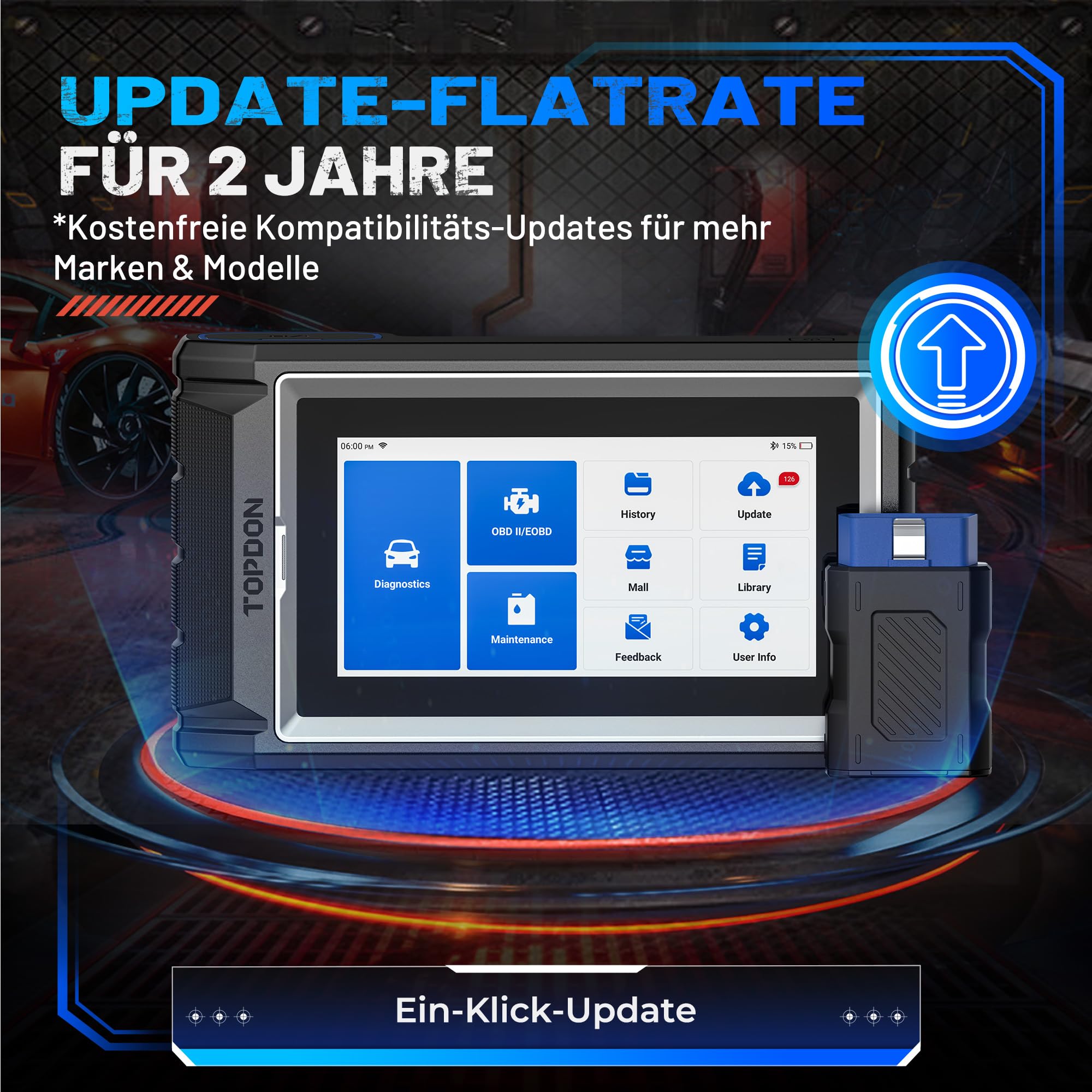 TOPDON ArtiDiag800 BT2 OBD2 Diagnosegerät mit Alle Systemdiagnosen &28 Servicefunktionen, Bidirektionale Kontrolle/Aktive Test, Auto Diagnosegerät mit Bluetooth deutsch, 2 Jahre kostenlose Updates