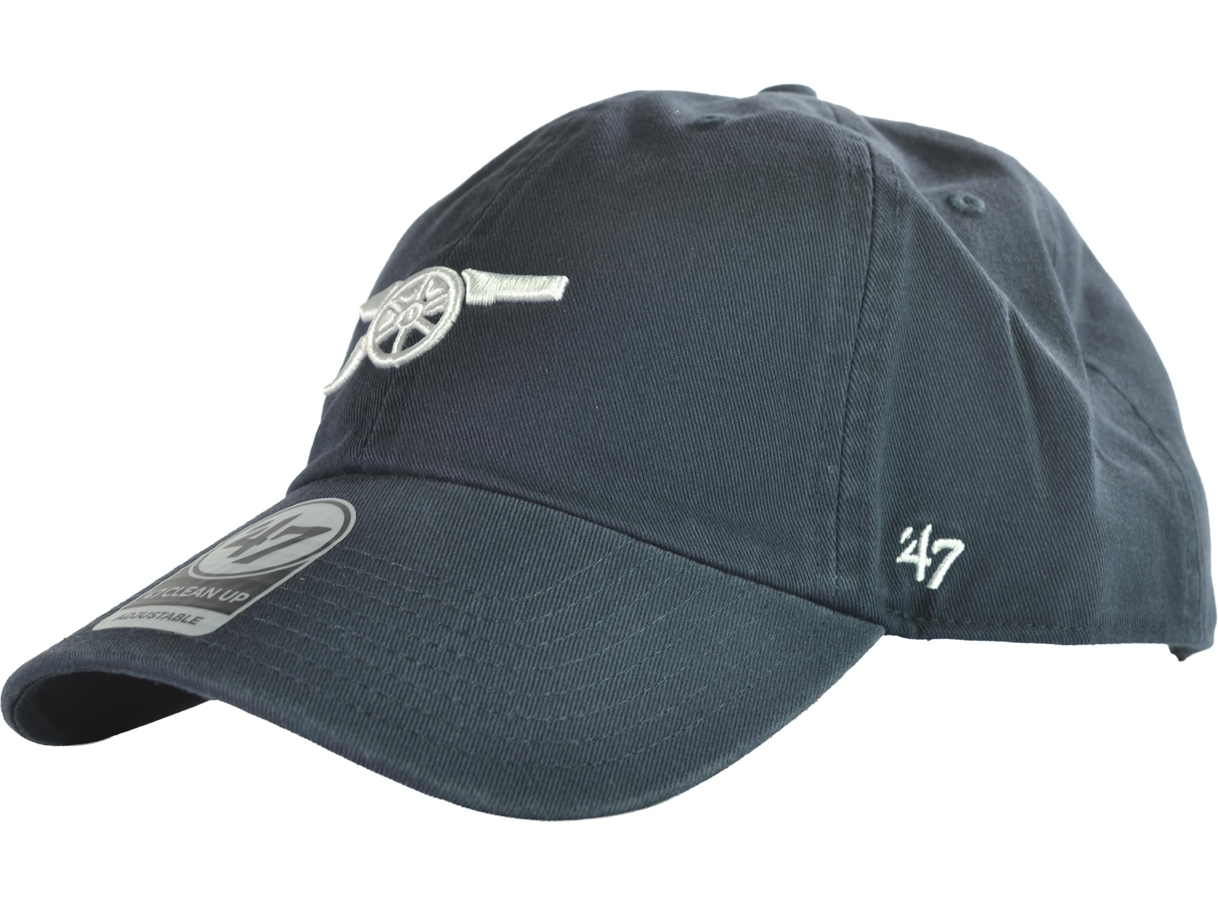Unisex Red 47 Arsenal Clean Up Adjustable Baseball Cap, Navy With Cannon Crest Embroidery