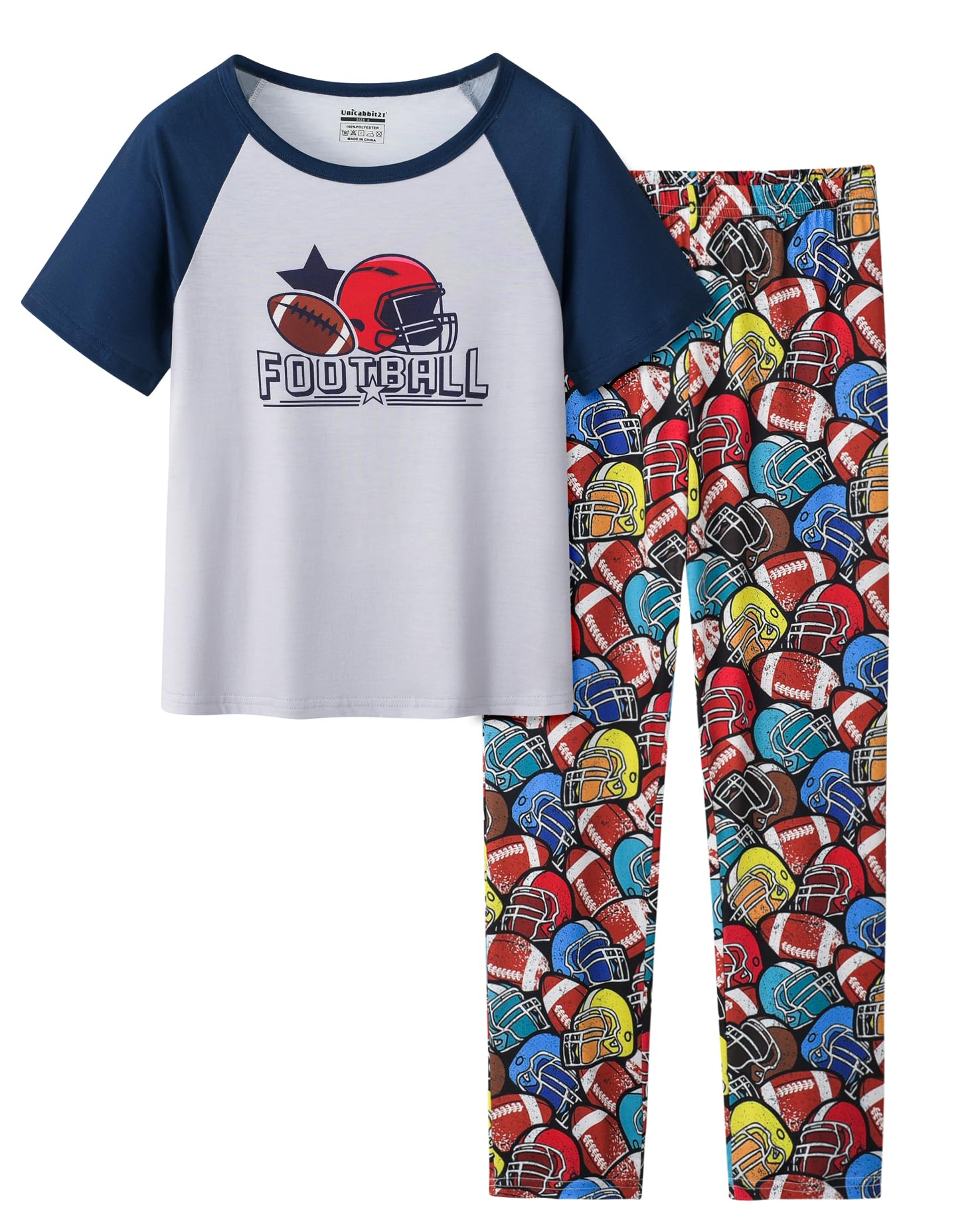 UNICABBIT21 Pajamas for Boys Cute Black Gamer Short Sleeve and Pants Sleepwear 2-pieces Big Kids Summer PJS Size 6-16