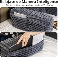 Vista 8 de ENITYA Almohada de espalda XL de 22 pulgadas para sentarse en la cama, almohada de lectura con brazos integrados, silla de apoyo de respaldo suave