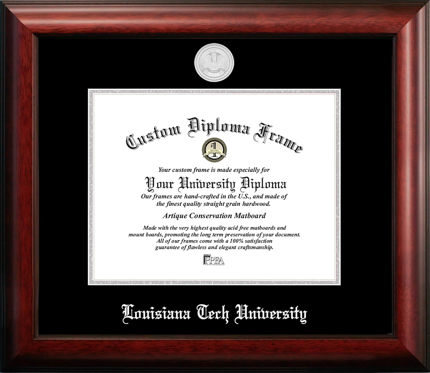 Campus Images NCAA Louisiana Tech Bulldogs Unisex Silver Embossed Diploma Frame Louisiana Tech University 11W x 8.5H Silver Embossed Diploma Frame, Brown, One Size