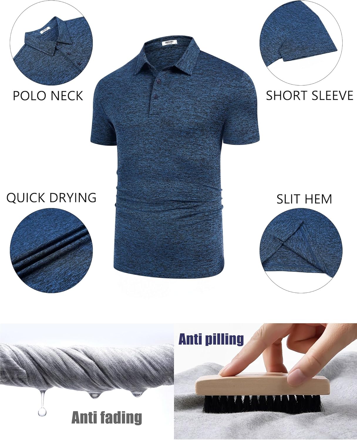 COOFANDY Men's Polo Shirt Golf Quick Dry Performance Short Sleeve Moisture Wicking Athletic Polo Collared Tennis T-Shirt - Image 4
