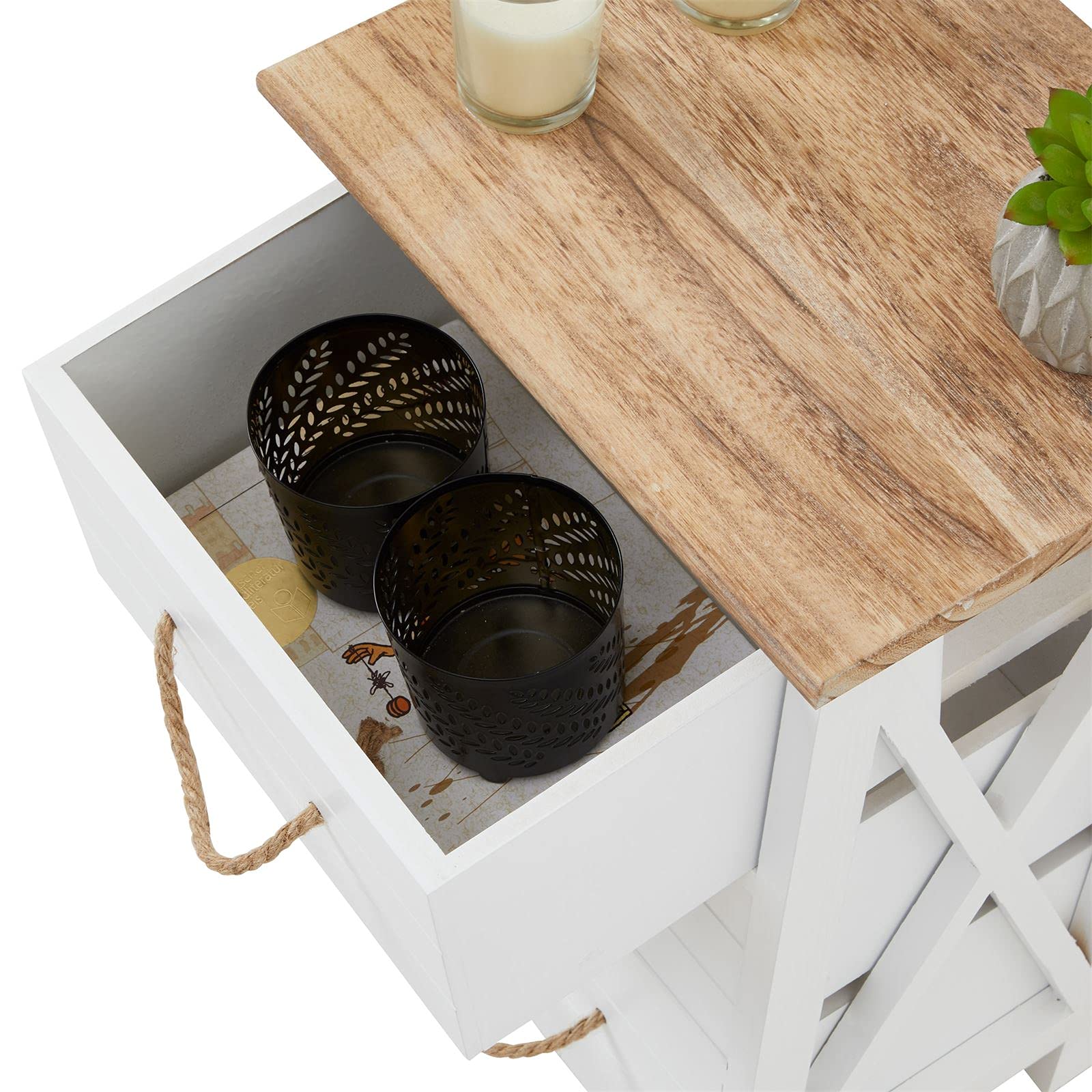 IDIMEX Table de Chevet Perugia Table de Nuit 3 tiroirs en Bois de Paulownia Style Shabby Chic Vintage Rustique campagnard Blanc