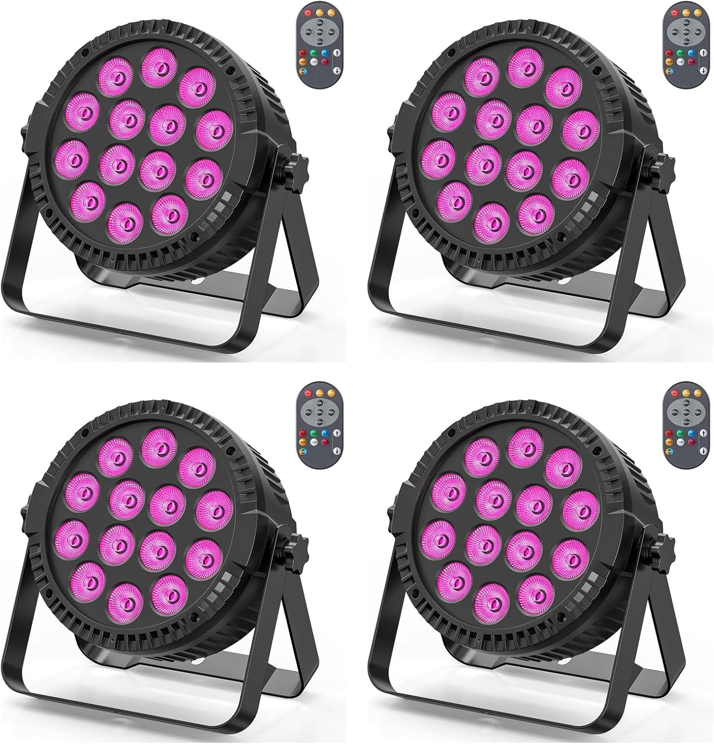 RGBW 4-in-1 Stage Lights, 80W LED Par Lights with DMX512/Remote/Sound Acitvated Control, Uplights for Events, Wedding, Parties, Dance, Stage - 4Packs