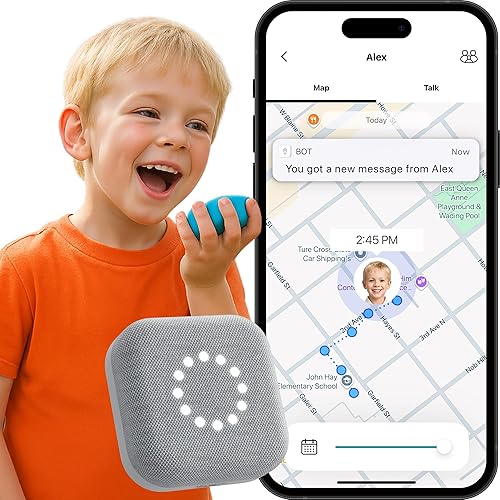 BoT Talk - Rastreador GPS para niños con mensajes de voz de 2 vías, sin pantalla, alertas inteligentes de IA, ubicación en tiempo real, duración de