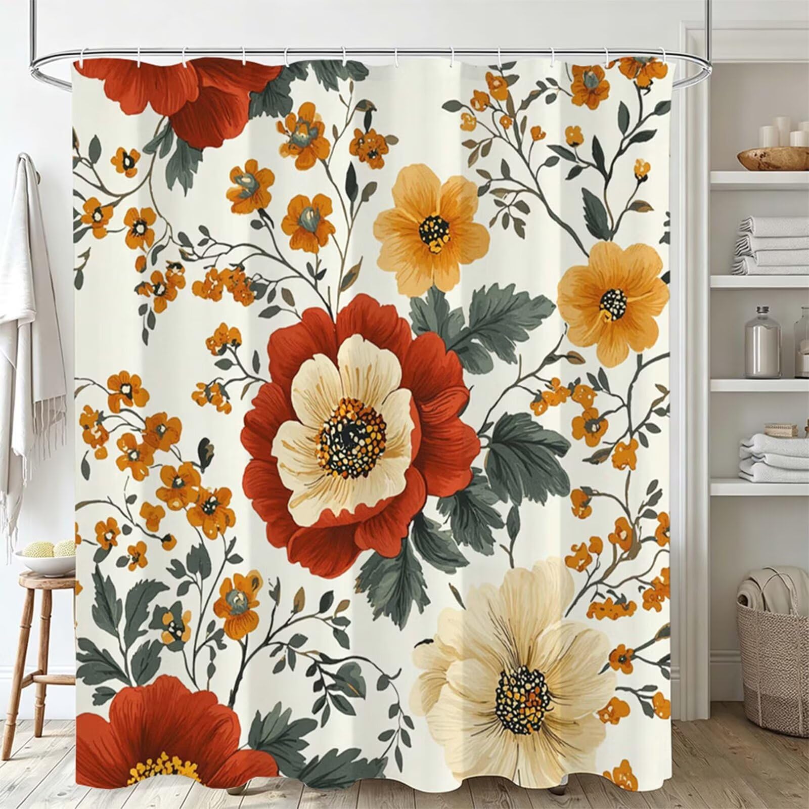 blu-verde Tenda Doccia, Tenda per Doccia Tessuto Poliestere Impermeabile Asciugatura Rapida con 12 Anelli, Tende Finestra Bagno e Vasca Pieghevole per Angolare Casa Shower Curtain peonia J-641