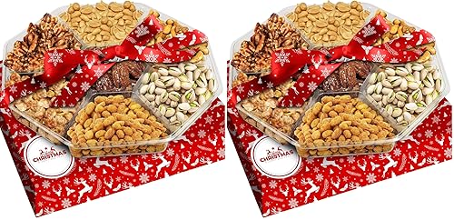 Miniatura 11 de Cesta de regalo de nueces navideñas para temporada navideña, surtido de nueces mixtas de alta calidad, caja de regalo de comida gourmet, cesta