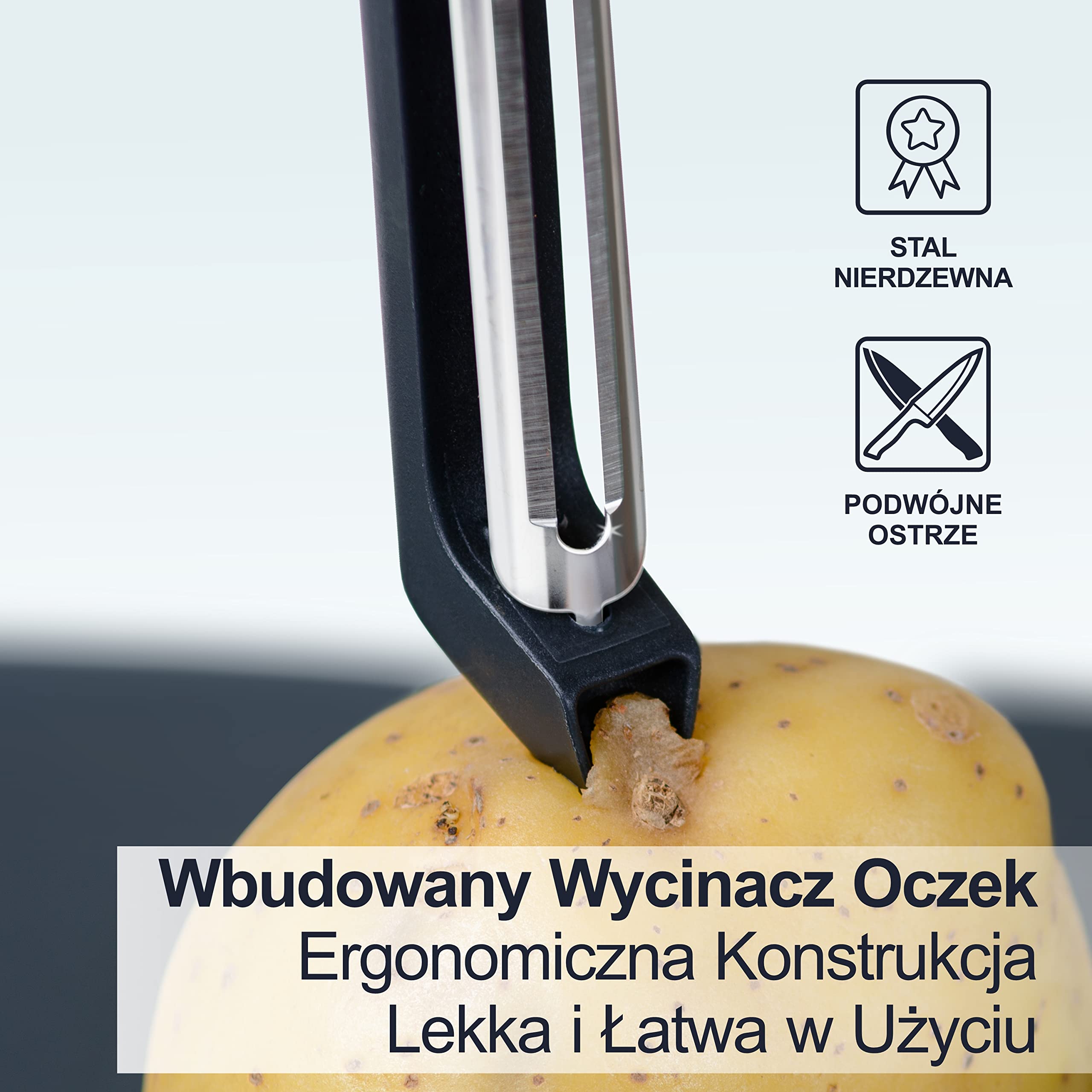Obrotowa obieraczka do warzyw Deiss PRO, Ostra obieraczka ze stali nierdzewnej z wygodnym antypoślizgowym uchwytem, Kuchenne obieraczki do ziemniaków, owoców, marchwi, jabłek, warzyw, wytrzymałe