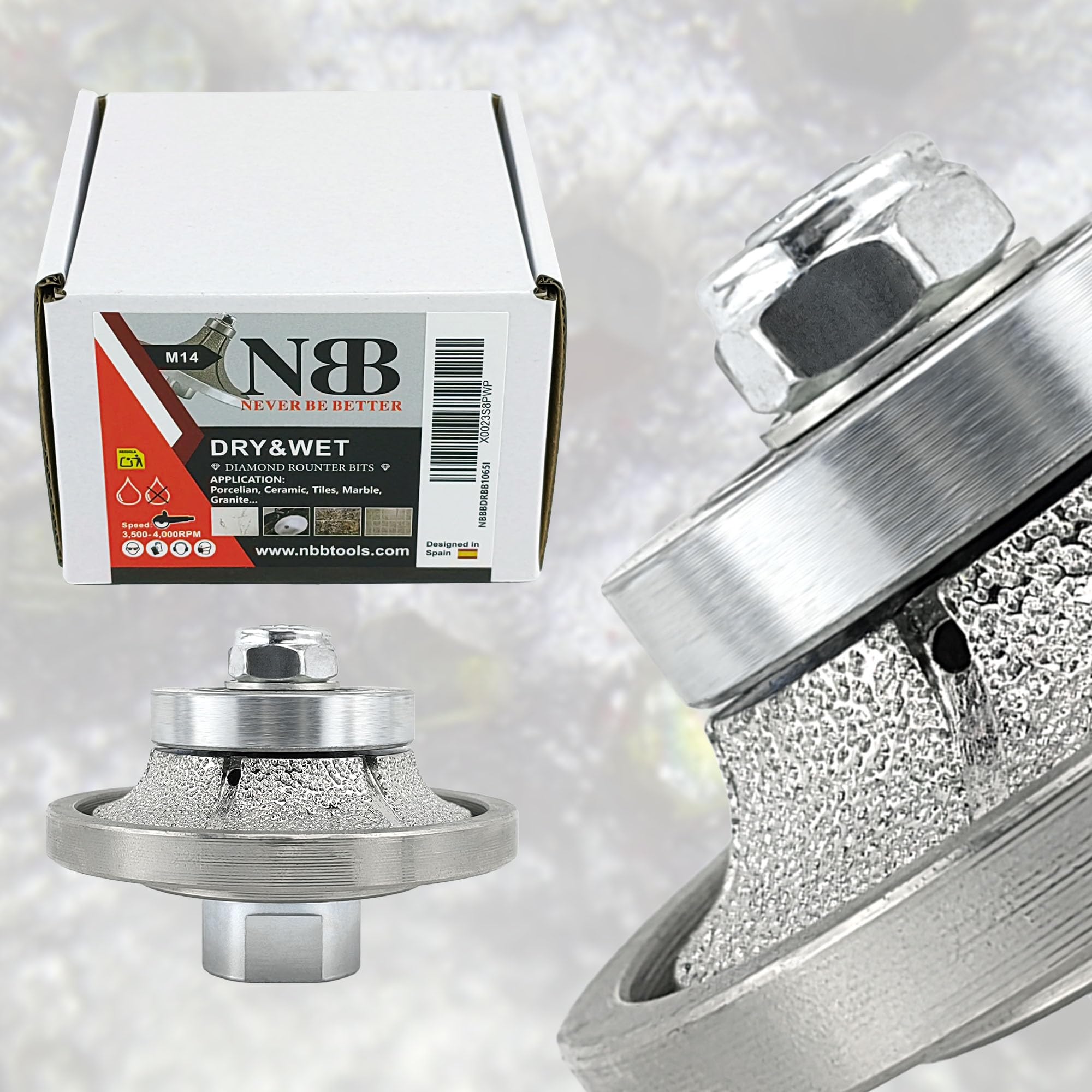 NBB Diamond Profile Wheel Diamond Router Bit Diamond Milling Drill chamfer Bit Grinding Wheel for Profiling Porcelain Tile Ceramic Granite Marble Stone Use on Angle Grinder(Half-Bullnose B10) - Image 3