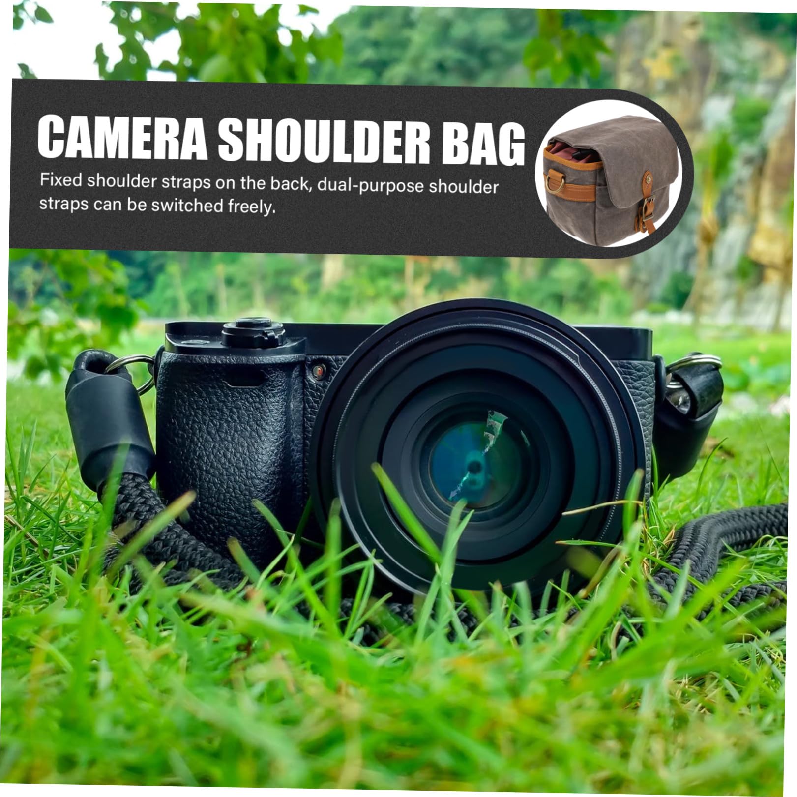 NUOBESTY Borsa per Macchina Fotografica Verde in Tela Coulisse, Custodia Protettiva Resistente e Compatta per Fotocamere Mirrorless e Reflex