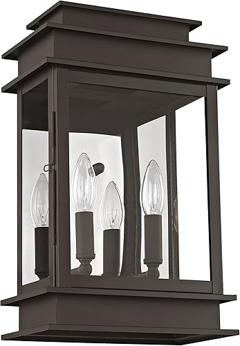 Miniatura 6 de Livex Lighting 2016-07 Princeton - Linterna de pared para exteriores, bronce, 15.25 x 9.5 x 15.25 pulgadas