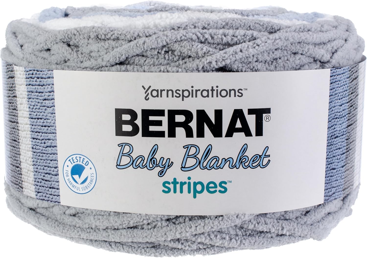 Bernat Baby Blanket Stripes, 10.5 oz, 100% Polyester, Above The Clouds Bernat Baby Blanket Stripes, 10.5 oz, 100% Polyester, Above The Clouds