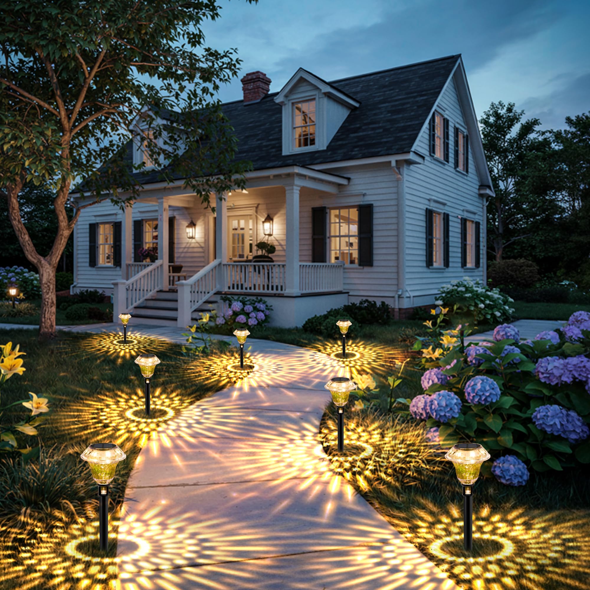 GIGALUMI Solar Lights Outdoor Garden Waterproof, Solar Outdoor Lights, Garden Decorative Lighting for Walkway, Driveway, Yard, Landscape, Lawn (8 Pack,Warm White)