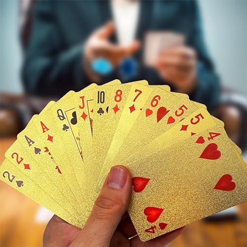 Miniatura 6 de Obokata Cartas impermeables, baraja dorada, cartas de plástico impermeables, póker, cartas de juego radiativas en espiral para juego de piscina,