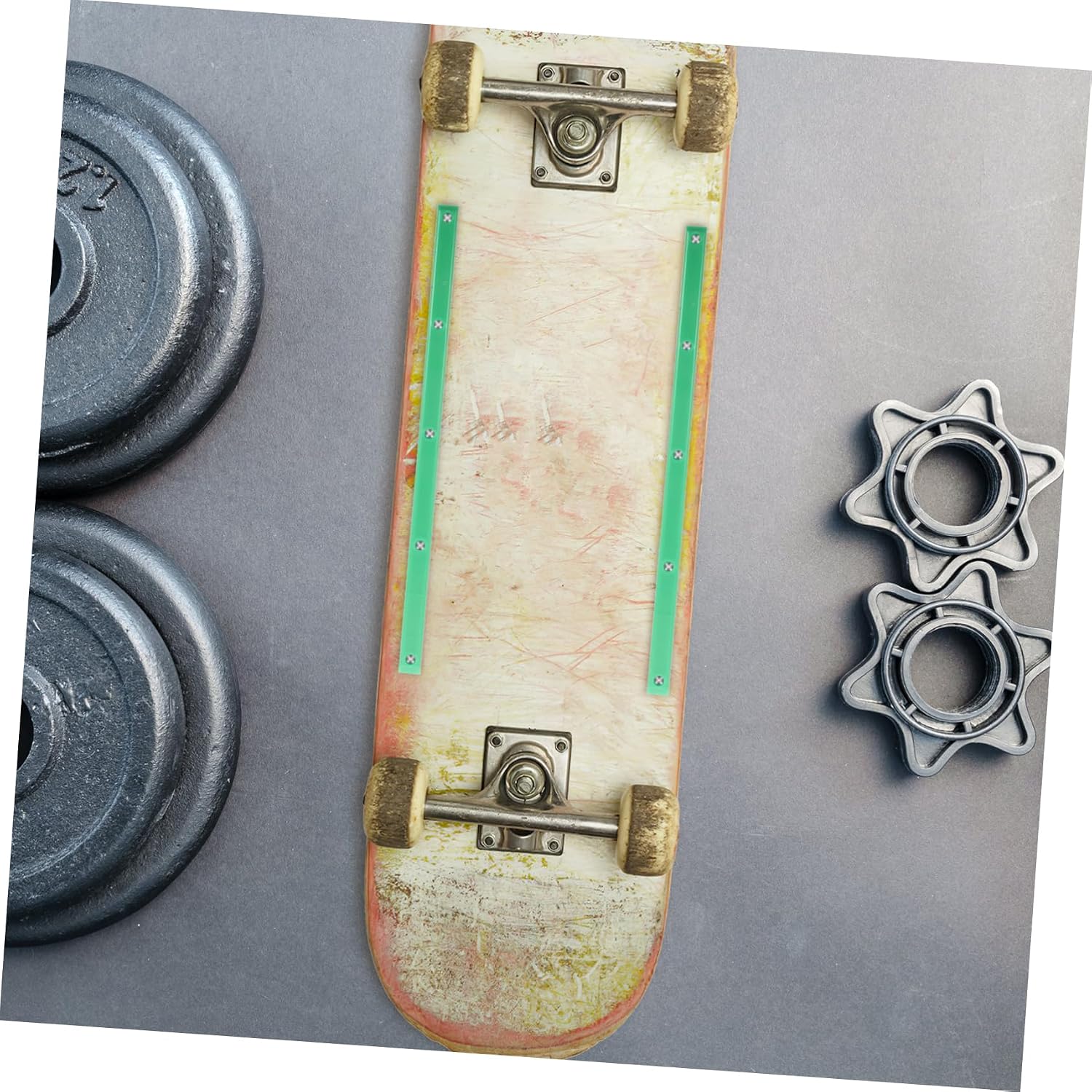 Green Skateboard Rail Guards 2pcs Dual Durable Protective Strips