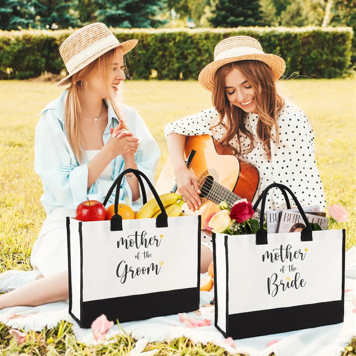 Bride To Be Gifts for Wedding Mama Bag Tote with Makeup Bag Keychain Wedding Shoulder Tote to Mother OF Bride，Mother OF Groom for Bridal Shower Engagement