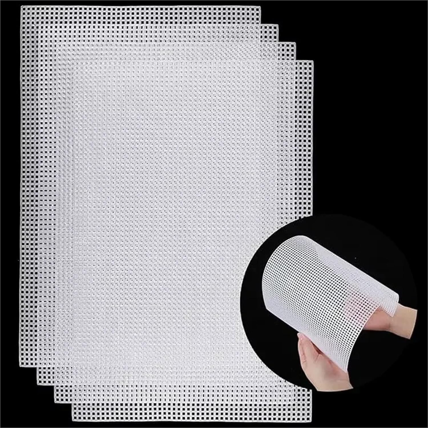 Needlepoint Canvas 8pcs White Plastic Mesh Canvas Sheets for Embroidery & DIY Sewing Crafts