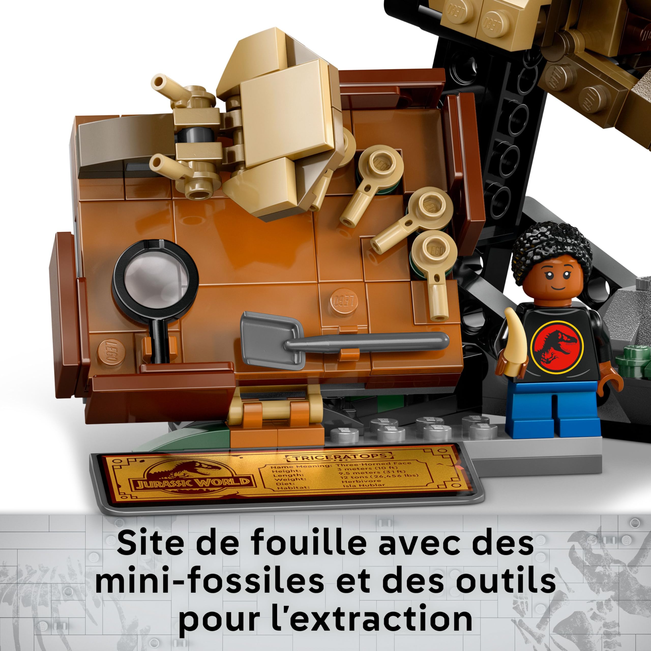 LEGO Jurassic World Les fossiles de Dinosaures : Le crâne du tricératops - Jeu de Construction pour garçon et Fille dès 9 Ans - Idée Cadeau pour passionnés d'animaux préhistoriques 76969