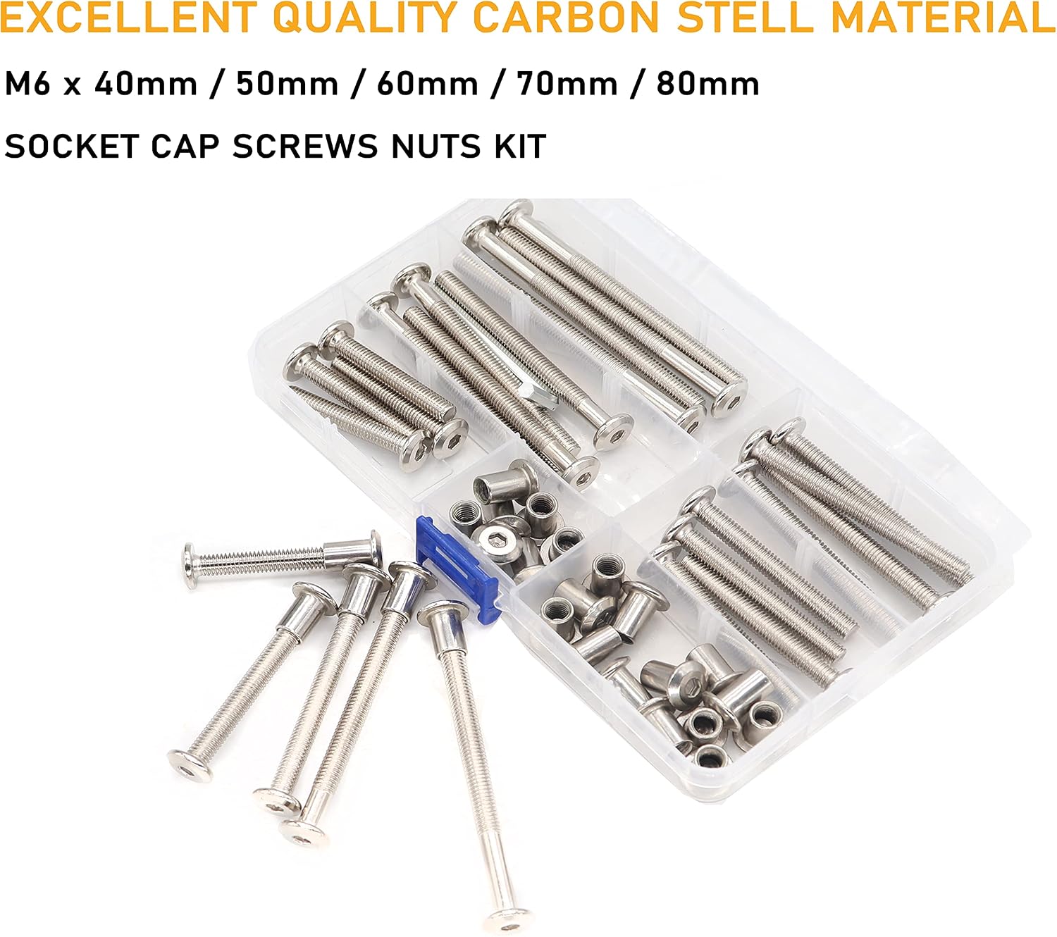 binifiMux 50pcs Hex Drive Socket Cap Bolts Dowel Nuts Assortment Kit, Furniture Joint Connector Bolts, Rivet Bolts Dowel Nuts - Image 3