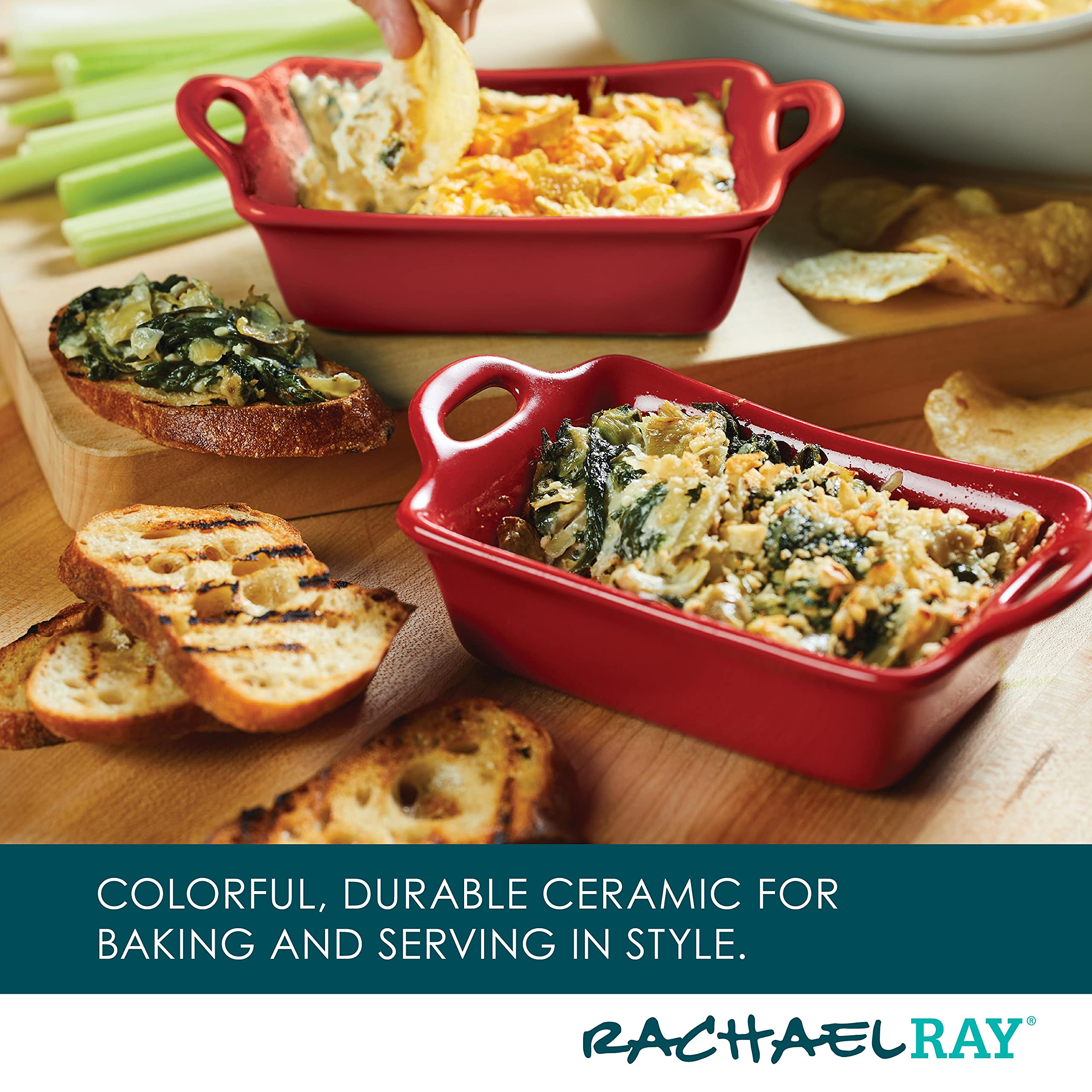 Rachael Ray Au Gratin Bakeware Set - 2 Piece Red -3