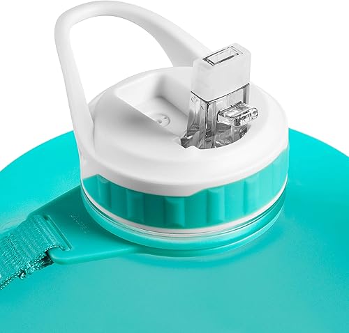 Vista 3 de HydroMATE - Botella de agua motivacional con pajita y asa con marcador de horarios, tamaño grande, medio galón (64 onzas) de capacidad