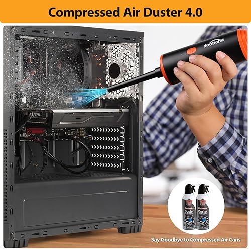 Miniatura 5 de WHATOOK Aspirador de coche sin cable 3 en 1 potente aspiradora de mano y plumero de aire, 12000 PA ligero mini portátil recargable de mano Hoover