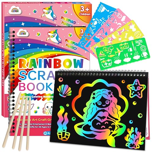 ZMLM Scratch Paper Art Craft: 2 Pack Rainbow Scratch Set
