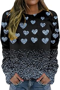 AMDOLE Sweat à Capuche imprimé pour Femme, Couleur Unie, col Rond, Manches Longues, Amour de la Saint-Valentin, sans Chapeau Manteaux De Pluie pour Femmes Grande Taille